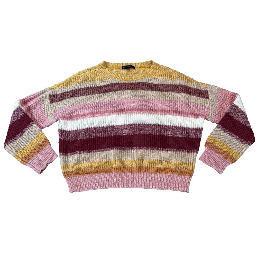Sanctuary Womens Blur The Lines Striped Chunky Knit Oversize Sweater Wool Mohair